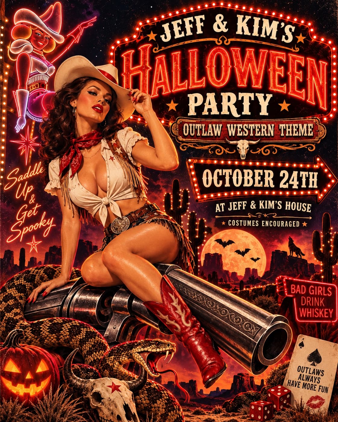 Sample KimVite invitation — Jeff and Kim's Halloween Party poster